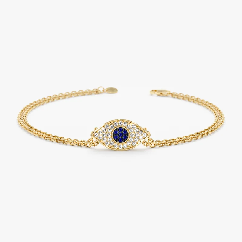 women's delicate bracelet -Bold Sapphire & Diamond Eye Bracelet, Elsie