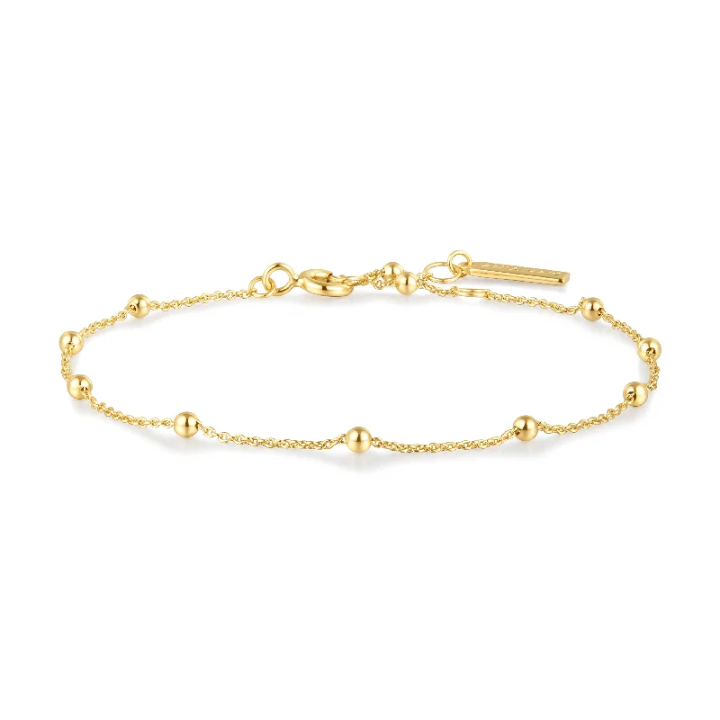 women's classic bangle -Gold Beaded Chain Bracelet