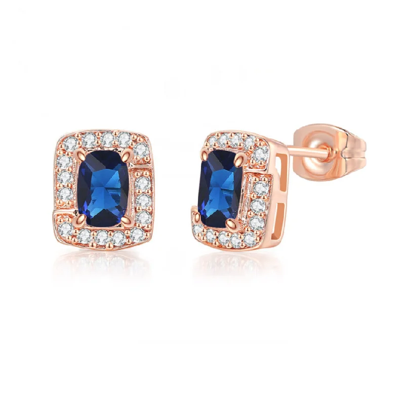 Rose Gold + Sapphire Ear Studs