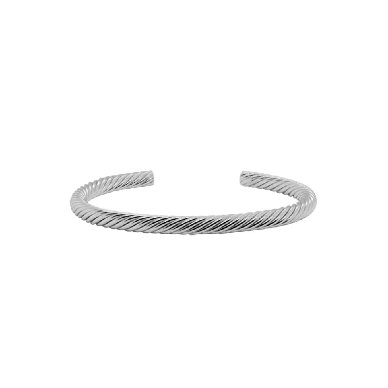 women's gold bracelet -Sterling Silver Twist Pattern Cuff Bracelet