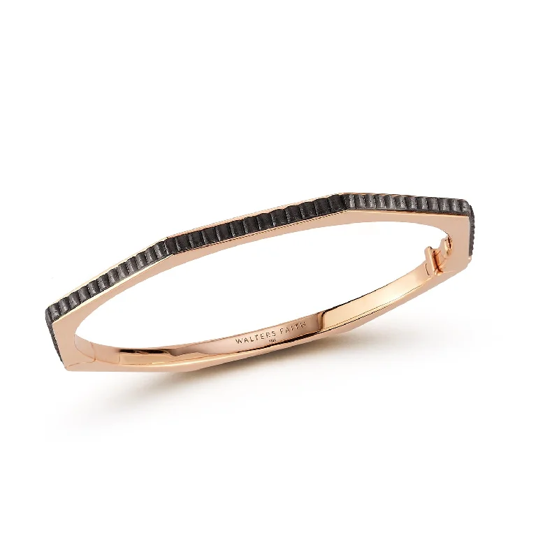 women's floral bangle -CARRINGTON 18K ROSE GOLD AND EBONY OCTAGON BRACELET