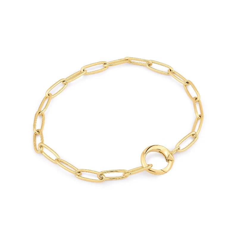 women's statement gold bracelet -Gold Link Charm Chain Connector Bracelet