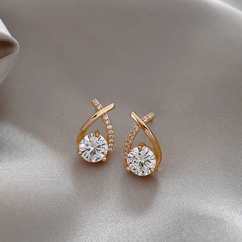 Cross Zircon Stud Earrings