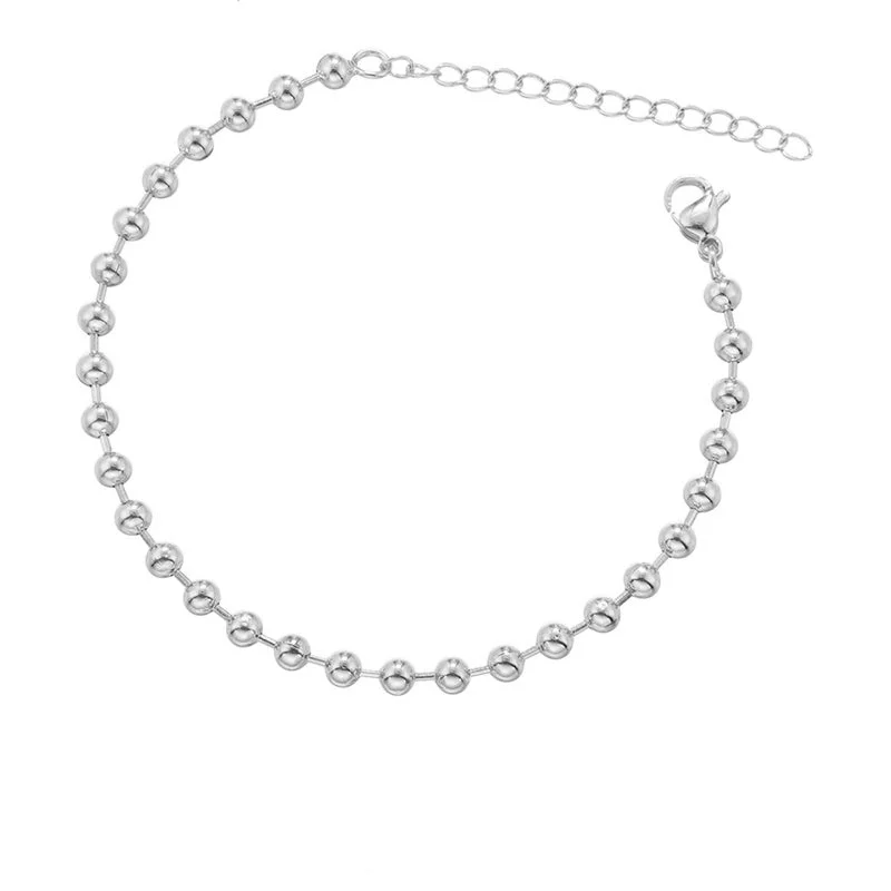 Vl370 White Gold Color 4mm Ball Bracelet