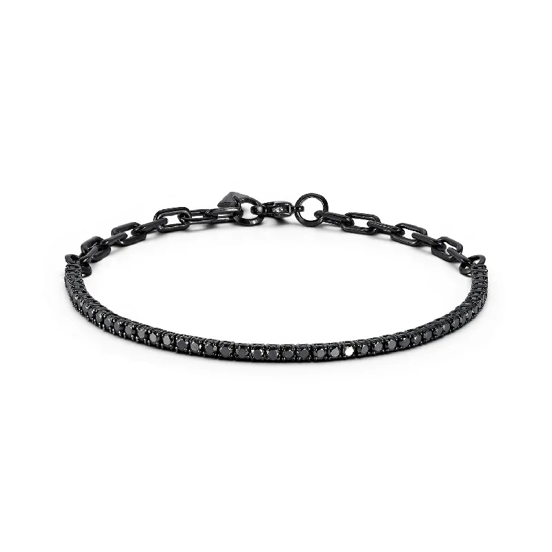 women's matching bangles -CLASSIC 18K BLACK GOLD AND BLACK DIAMOND TENNIS BRACELET