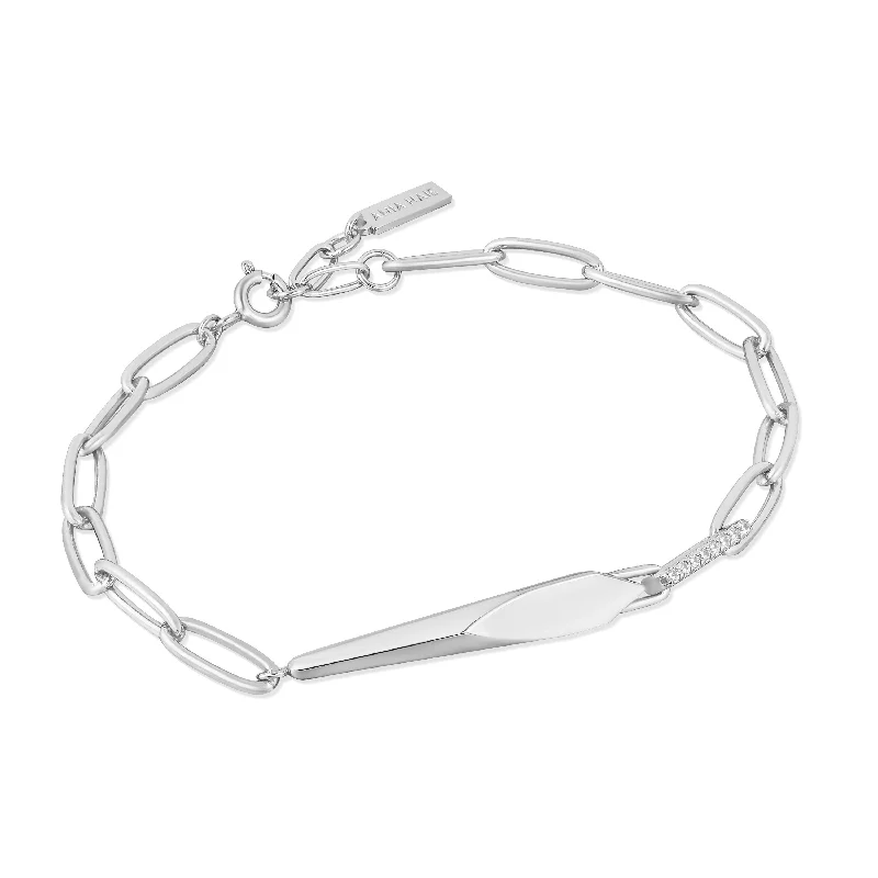 women's gold cuff bracelet -Silver Geometric Chunky Chain Bracelet