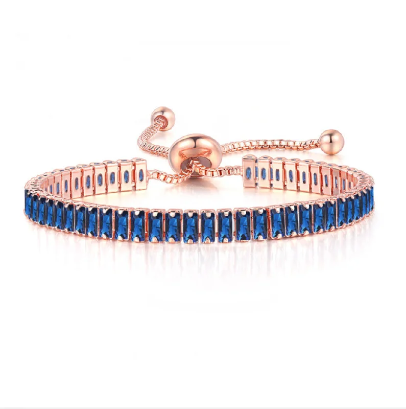 Rose Gold + Sapphire 2.5 * 5mm Bracelet