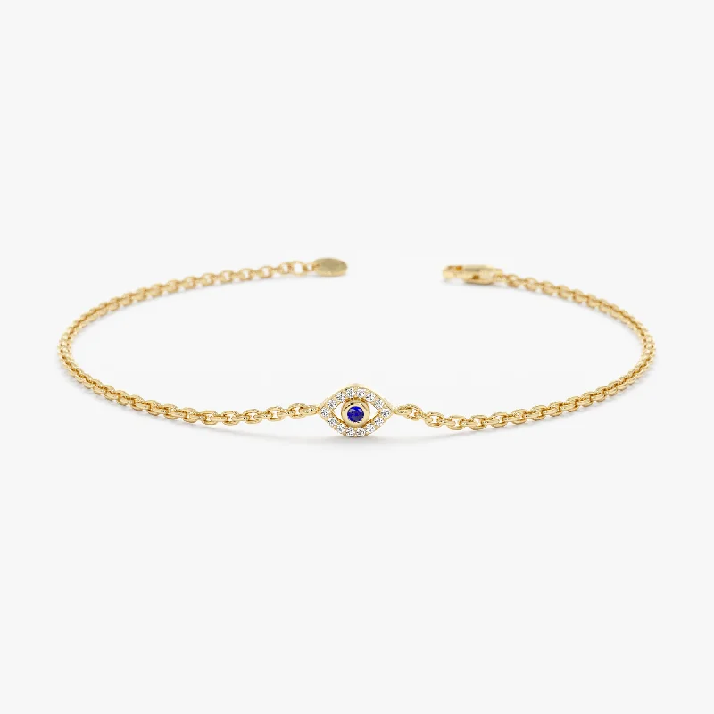 women's rose gold bracelet -Diamond Sapphire Evil Eye Cutout Bracelet, Lucille