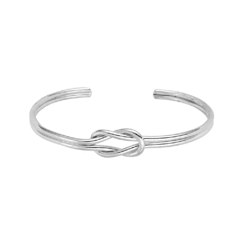 women's contemporary bracelet -Sterling Silver Knot Cuff Bangle Bracelet