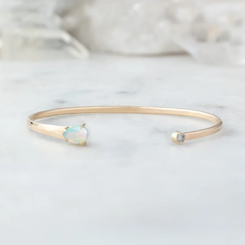 women's large cuff bracelet -The Opal + Diamond Cuff Bracelet | Yellow Gold Filled