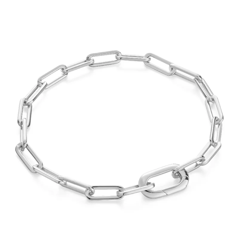 women's floral bracelet -Silver Linked Chunky Bracelet