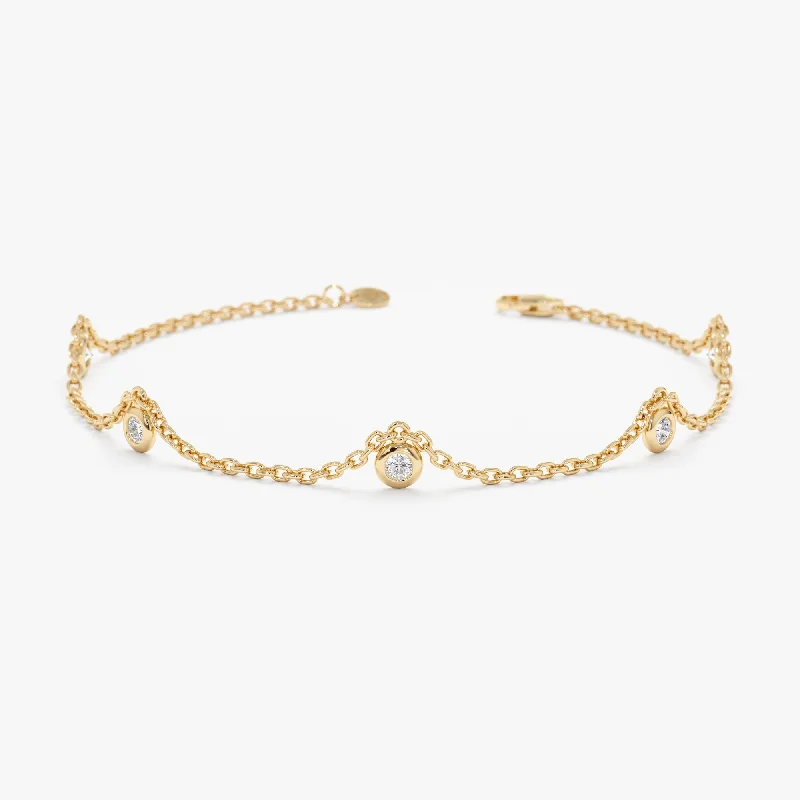 women's pearl bracelet -Diamond By the Yard Charm Bracelet, Tanya