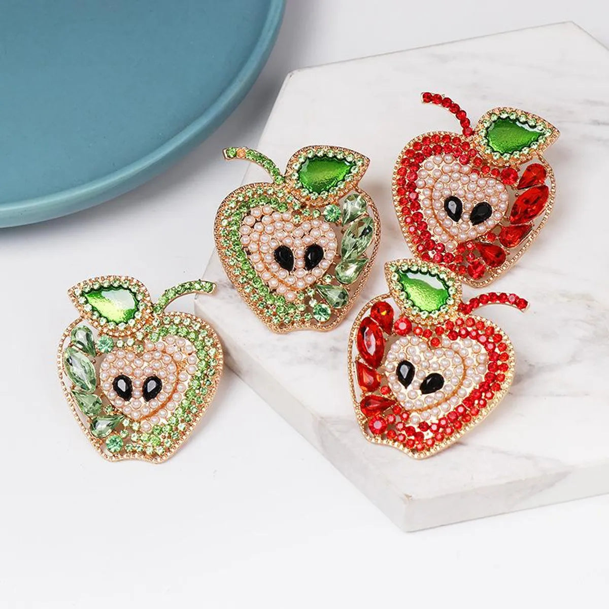 New Fruit Apple Earrings Diamond Earrings Wholesale