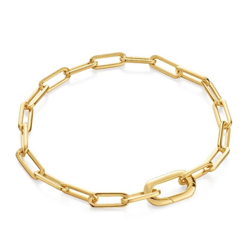 women's zodiac bracelet -Gold Linked Chunky Bracelet