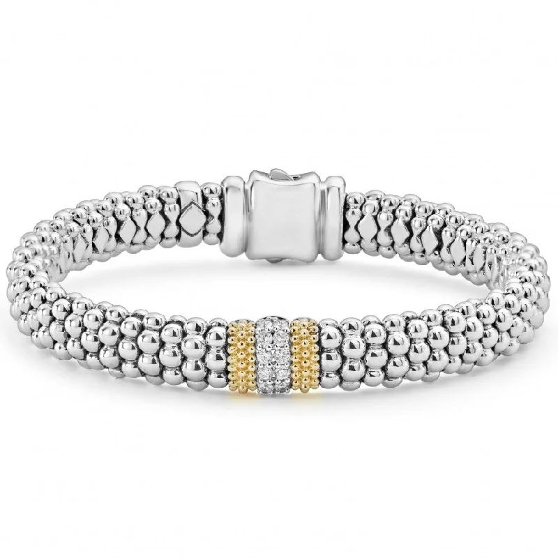 women's tennis bracelet -Lagos Lux Single Station Diamond Caviar Bracelet