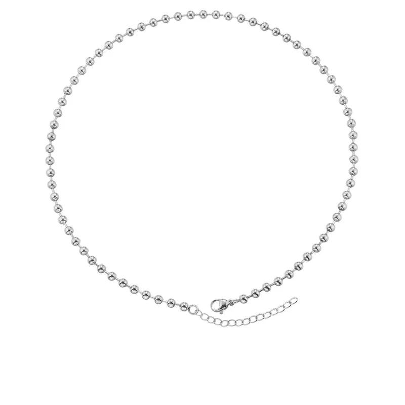 Vl373 White Gold Color 4mm round Beads Necklace