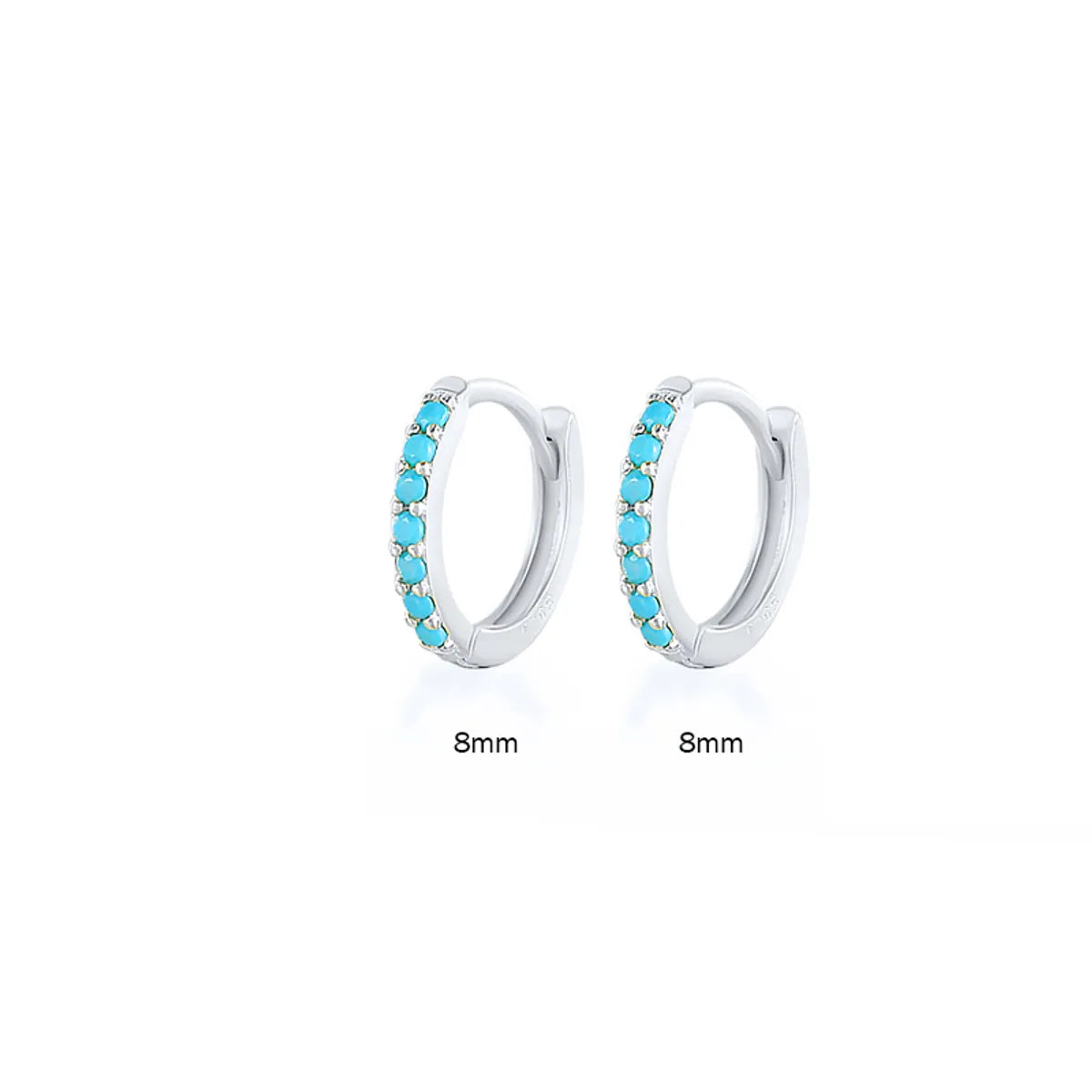 White Gold Color-Turquoise 8mm