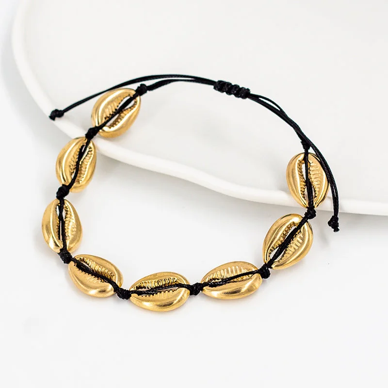 Gold Shell Drawstring Bracelet