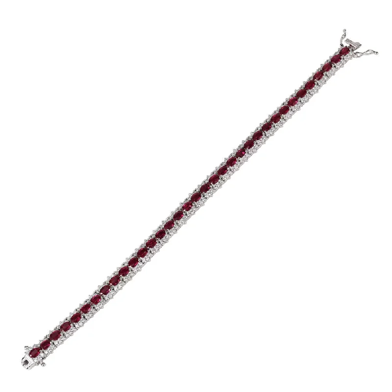 women's diamond bangle -18k White Gold Ruby & Diamond Bracelet