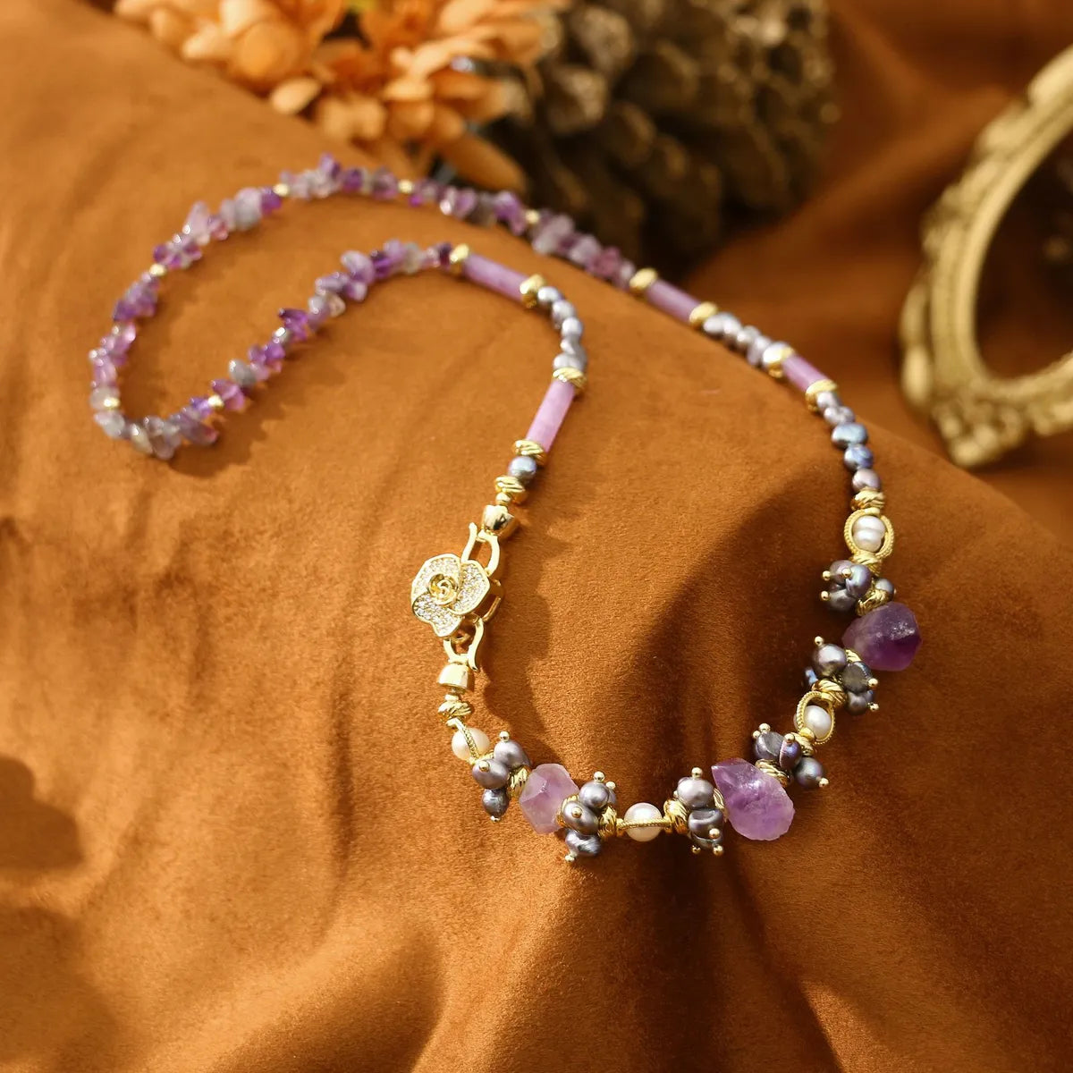 women's delicate bracelet -Retro U Shape Freshwater Pearl Glass Beaded Women's Bracelets Necklace