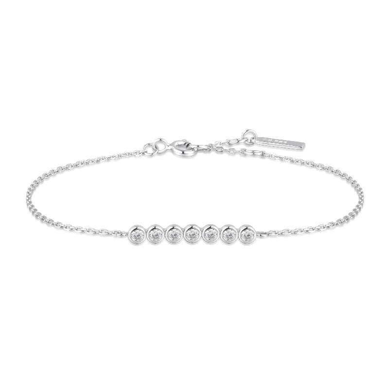 women's luxury bangle -Silver Bezel Set Bracelet