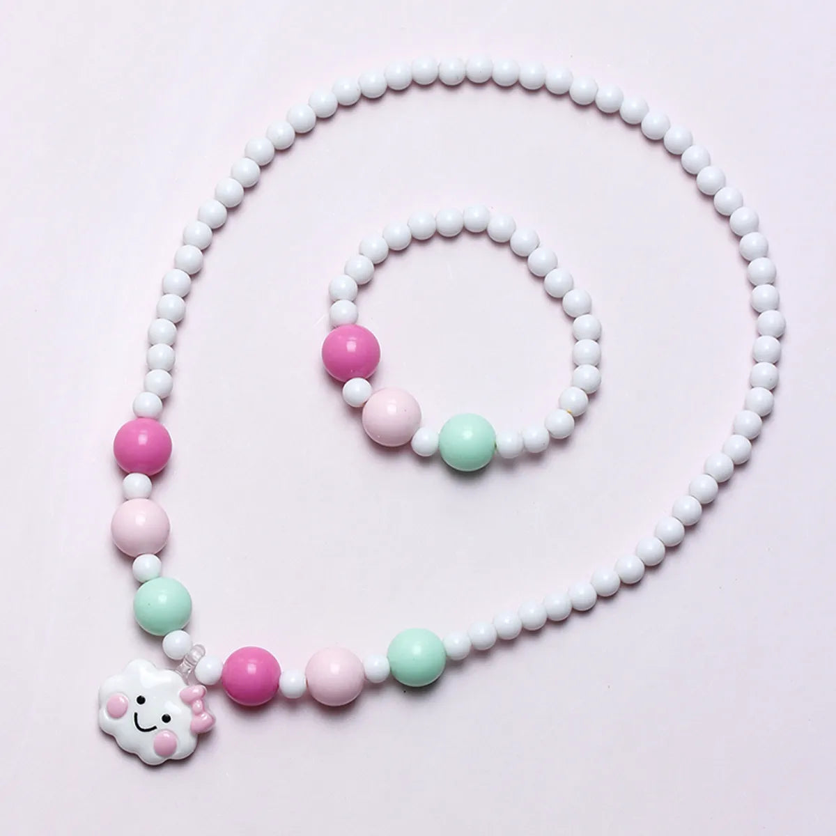 women's large cuff bracelet -Cute Sweet Pastoral Clouds Plastic Resin Beaded Girl's Bracelets Necklace