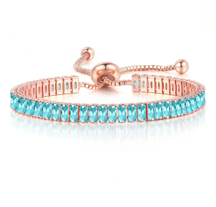 Rose Gold + Sea Blue Stone 2.5 * 5mm Bracelet