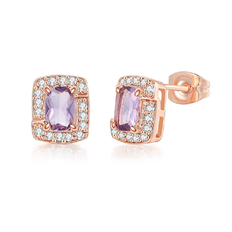 Rose Gold + Purple Stone Earrings