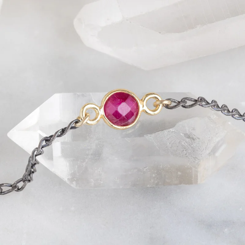 women's rose gold bracelet -The Simple Ruby Gemstone Bracelet | Sterling Silver