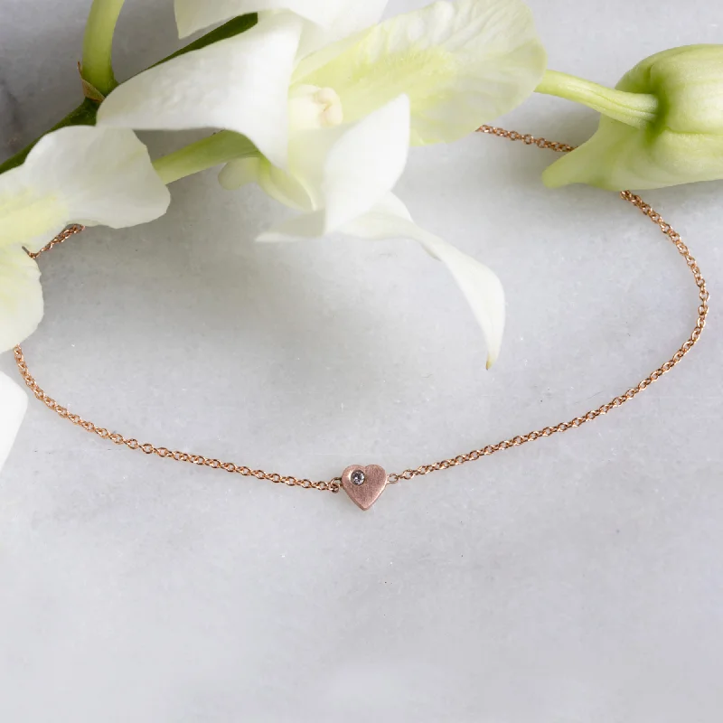 women's minimalist bracelet -The Sweetheart White Diamond Bracelet | 14K Rose Gold