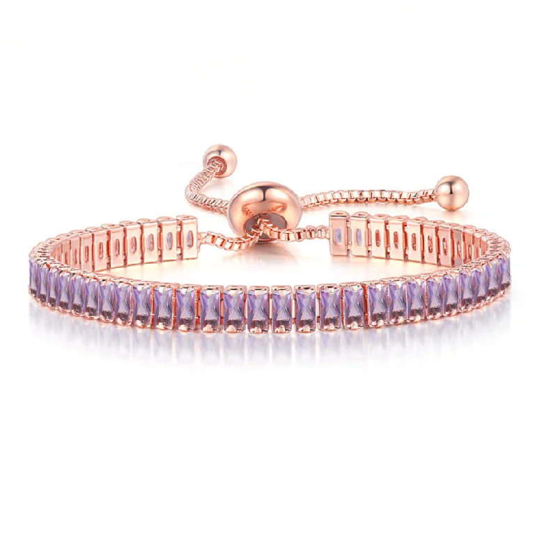 Rose Gold + Purple Stone 2.5 * 5mm Bracelet