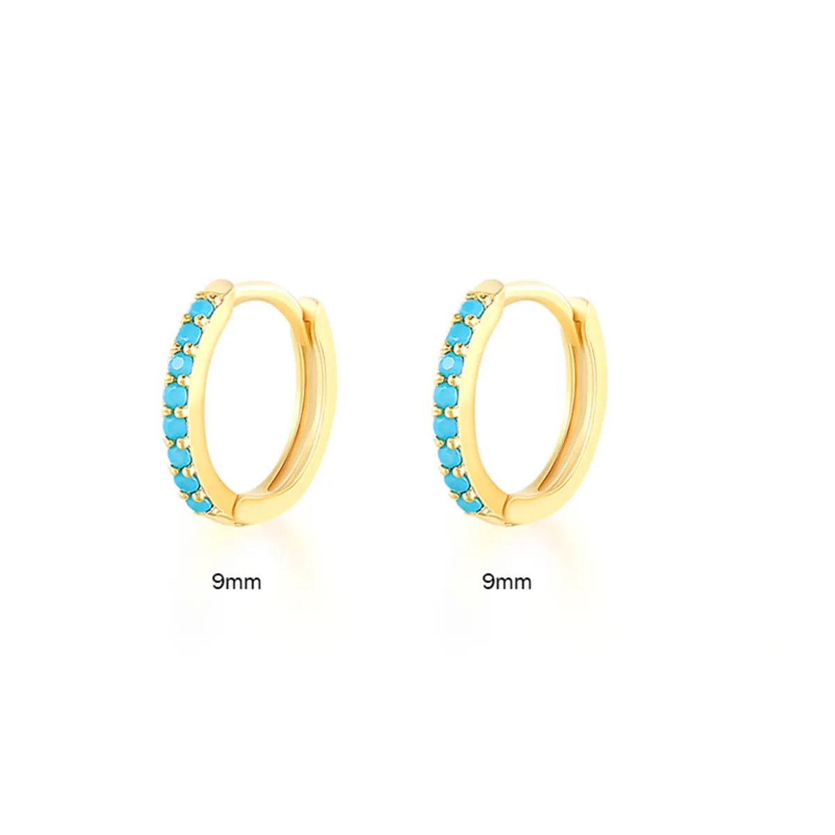 Yellow Gold-Turquoise 9mm