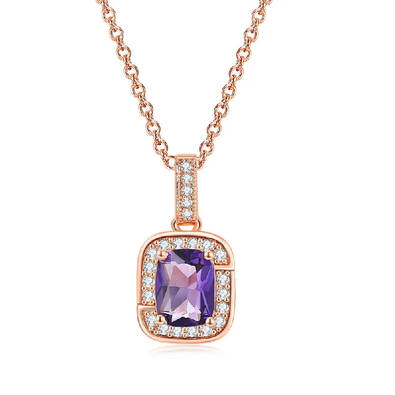 Rose Gold + Purple Stone Necklace