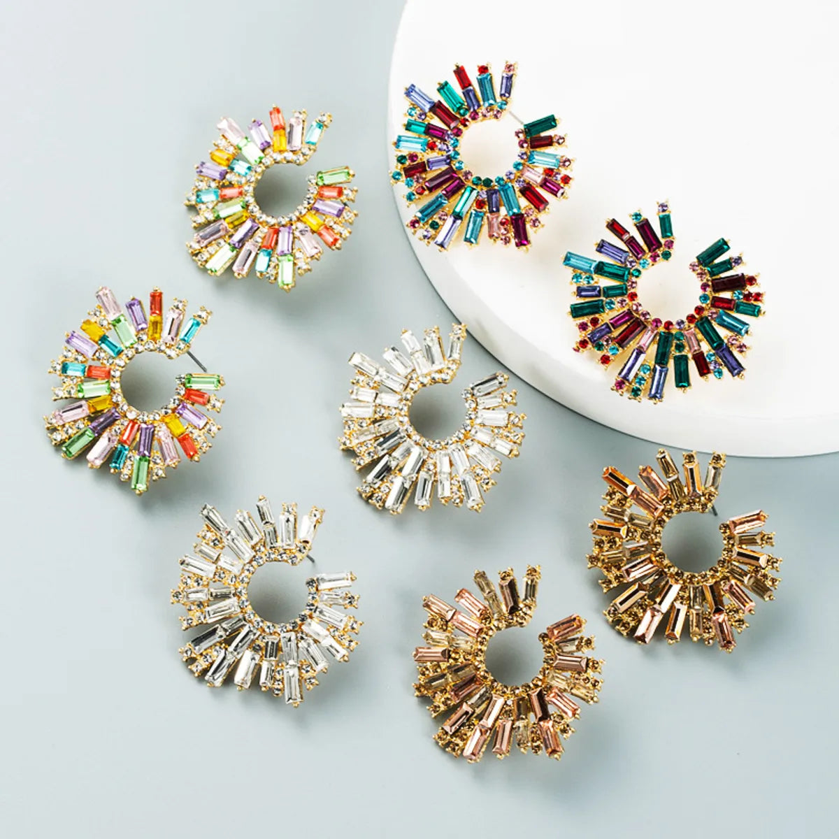 Retro Alloy Diamond Rhinestone Color Sunflower Earrings Wholesale Gooddiy