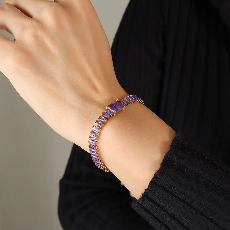 E358-Purple Zircon Bracelet-15+5cm