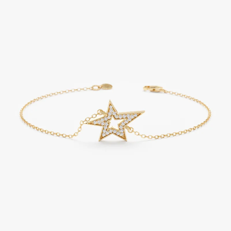 women's statement bangle bracelet -Asymmetric Diamond Star Bracelet, Leilani