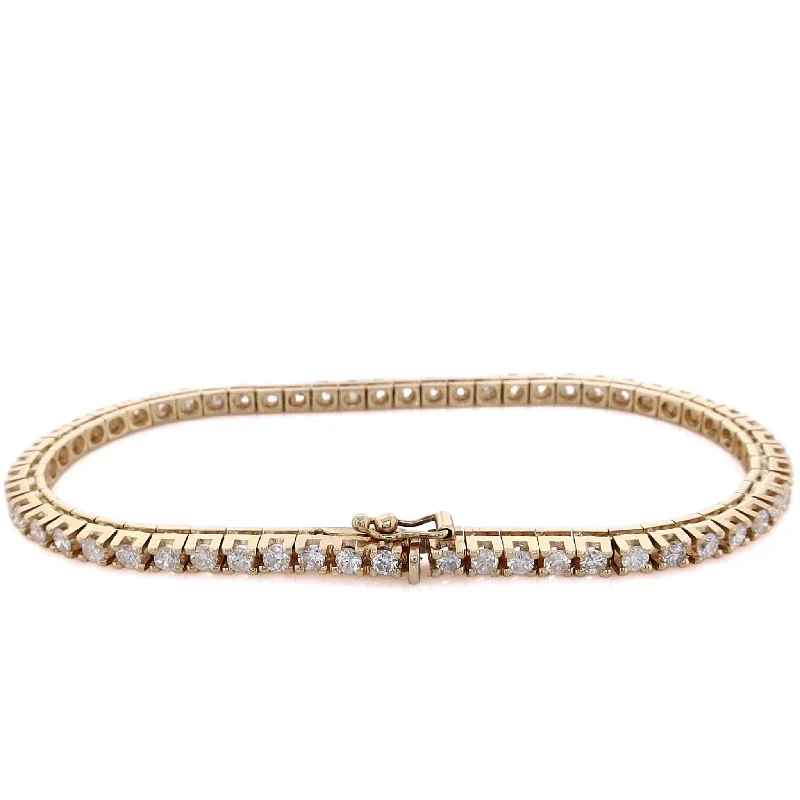 women's bangle bracelet -Estate 14 Karat Yellow Gold Diamond Tennis Bracelet